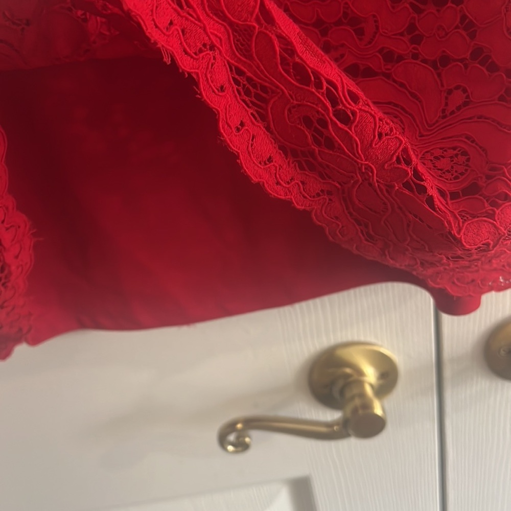 NWT Ralph Lauren red lace bell 3/4 sleeve knee length cocktail work dress 10 - Picture 7 of 10